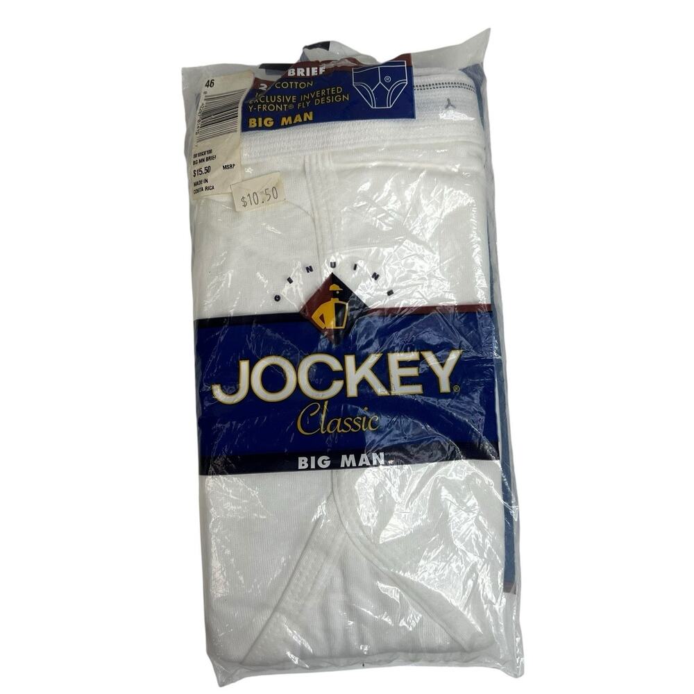 JOCKEY Sz 46 Classic Big Man Briefs Underwear Y-Front 2 Pack White Vtg‎ Y2K 2000